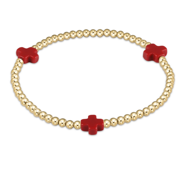 Signature Cross Gold Pattern 3mm Bead Bracelet