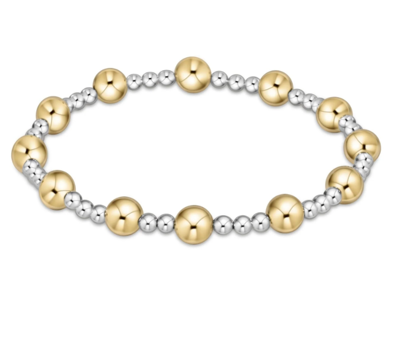 Extends - Classic Sincerity Pattern 6mm Bead Bracelet - Mixed Metal
