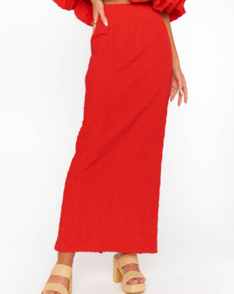 Maria Midi Skirt "Red Scrunch"