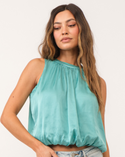 Imogen Sleeveless Blouse "Aquatic Awe"