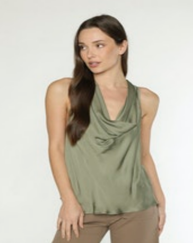 Capri Cowl Neck Top - Olive