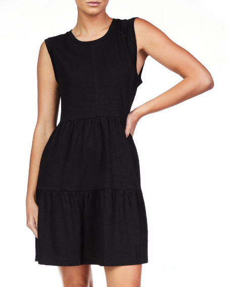 Exposed Seams Muscle Tank Dress - Black