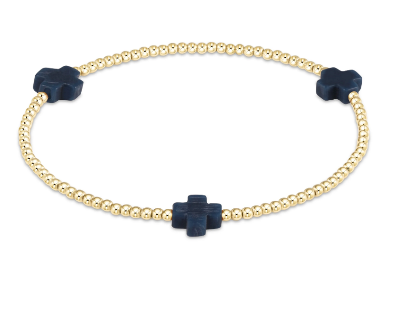Signature Cross Gold Pattern 2mm Bead Bracelet