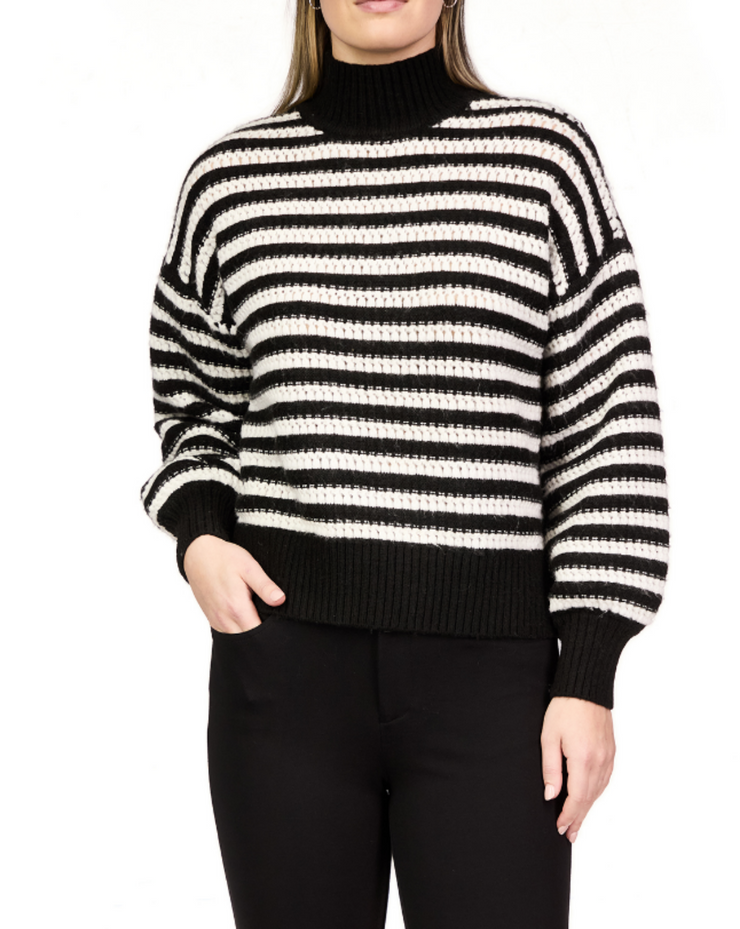 Keep It Chic Stripe Sweater - Black/Chalk