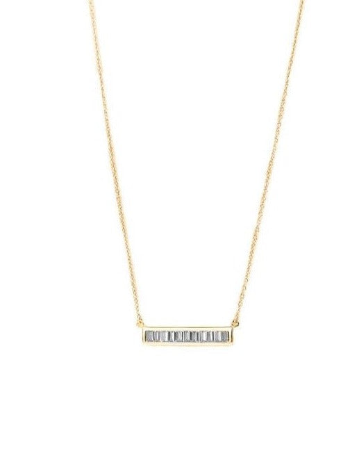 Baguette Cut CZ Bar Necklace (Available in Gold or Silver)