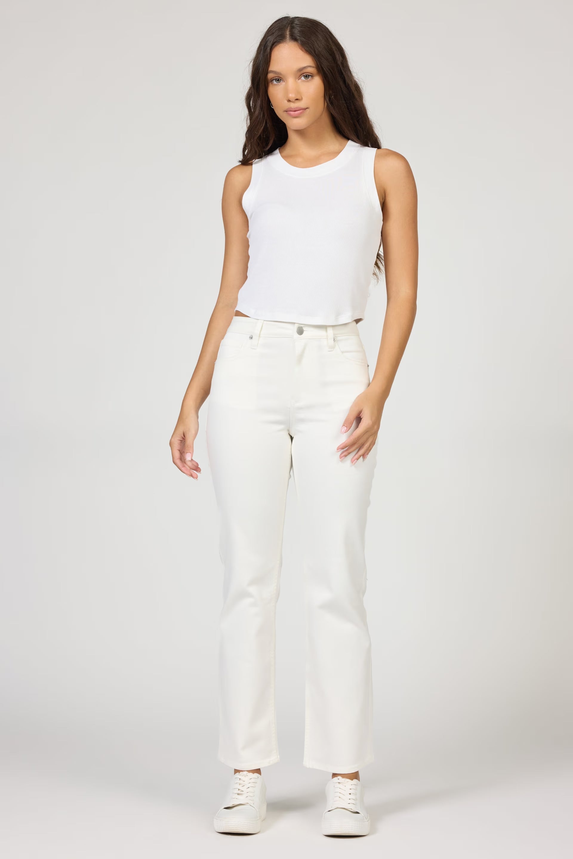 Anika Mid Rise Straight Leg Jean - White