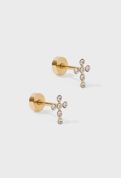 Clara Cross Screwback Stud