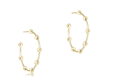 Beaded Simplicity 1.5" Post Hoop - 4mm Gold