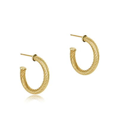 Round Gold 1.125" Post Hoop - 4mm - Textured Twist