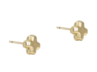 Signature Cross Small Gold Stud - Gold