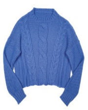 Aspen Cropped Cable Crew Sweater - Aviator Blue