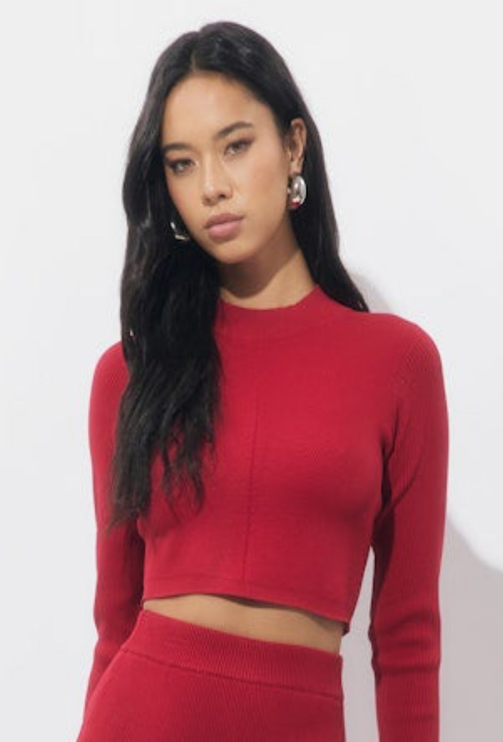 Carrie High Neck Knit Top - Red