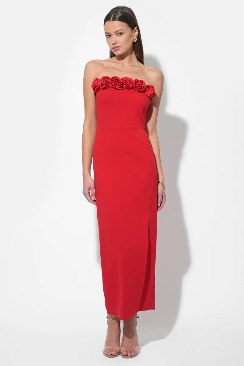 Solana Stretch Straps Midi Dress - Red