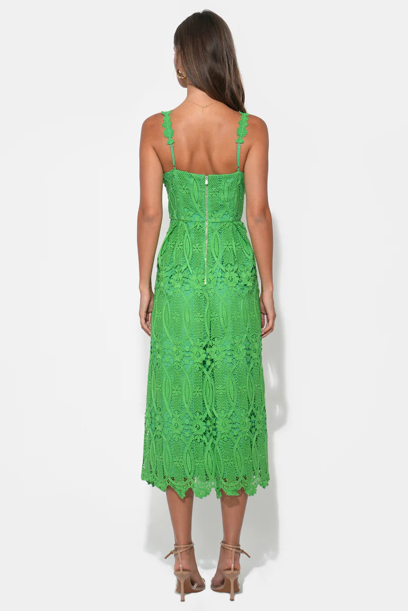Alice Strap Lace Midi Dress - Matcha Green