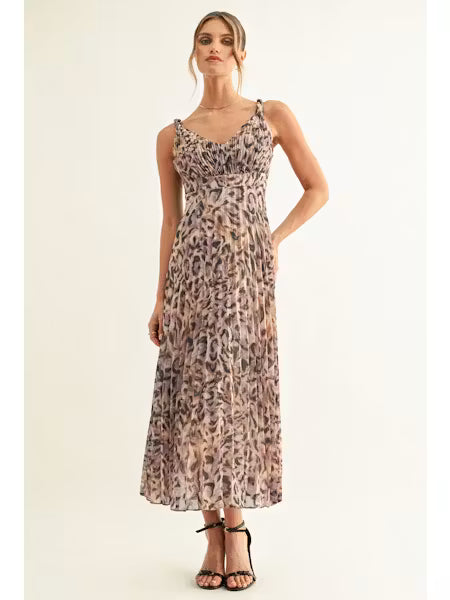 Kemi Pleated Maxi Dress - Lavender/Black