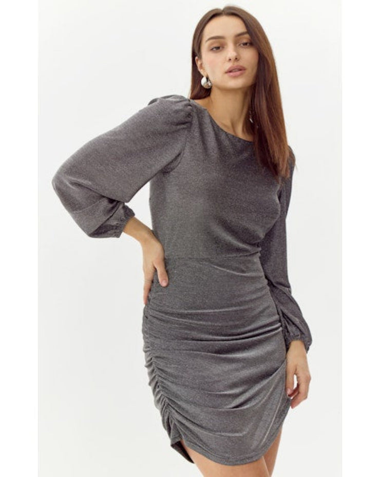 Rena Metallic Mini Dress - Silver