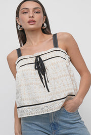 Fionna Embroidery Eyelet Top - Cream