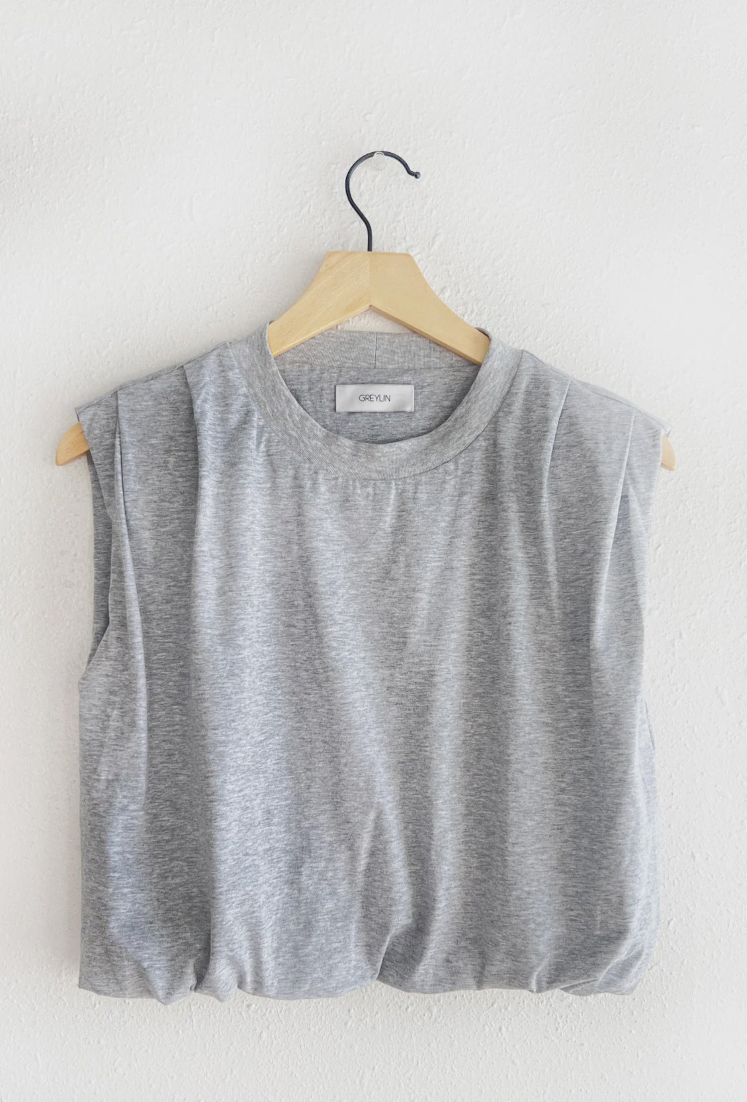 Alisa Shoulder Bubble Top - Heather Grey