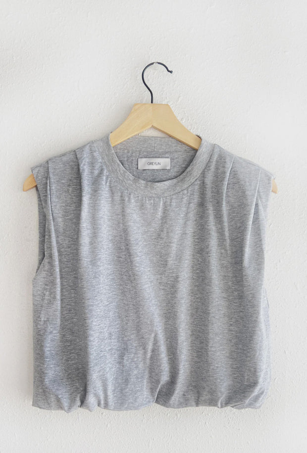 Alisa Shoulder Bubble Top - Heather Grey