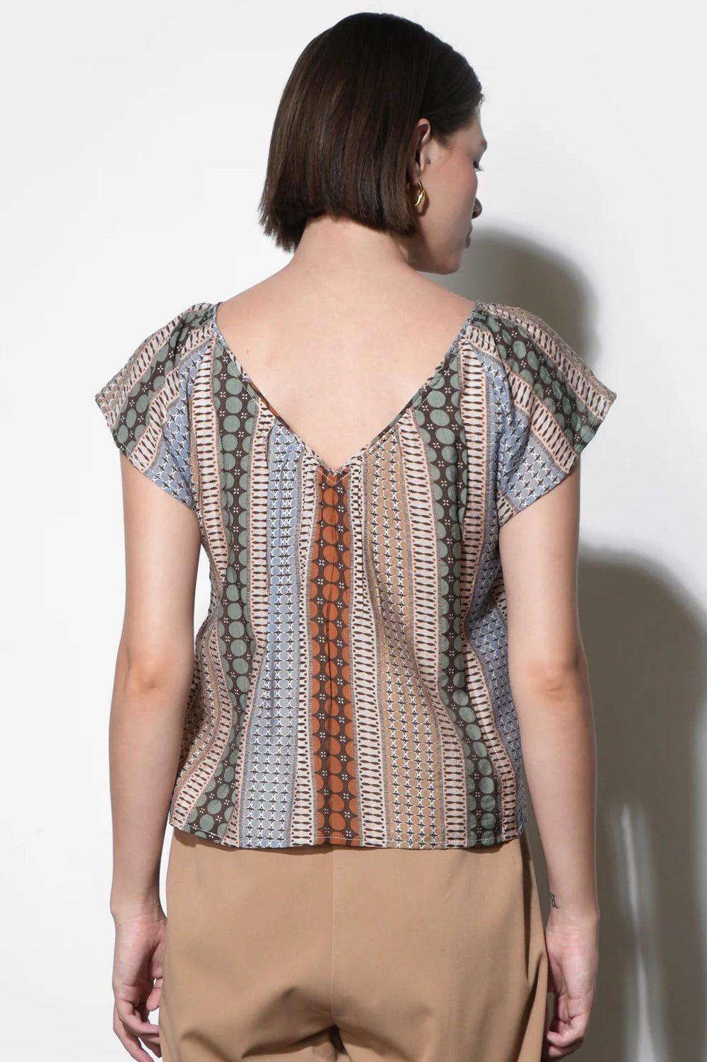 Illiana Short Sleeve Printed Top - Brown Combo