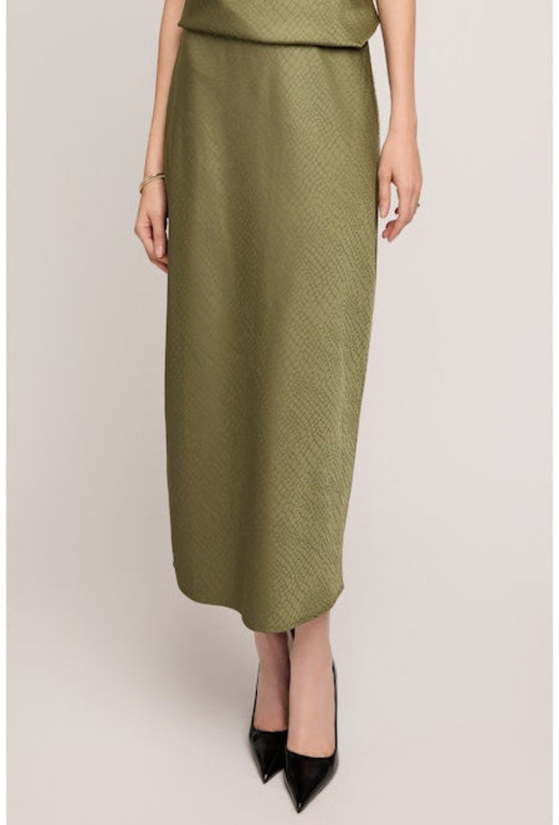 Satin Midi Skirt - Ivy Green
