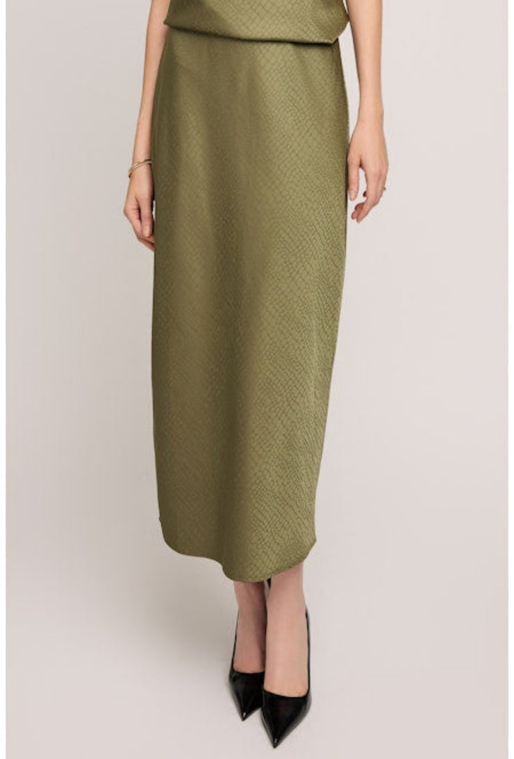 Satin Midi Skirt - Ivy Green
