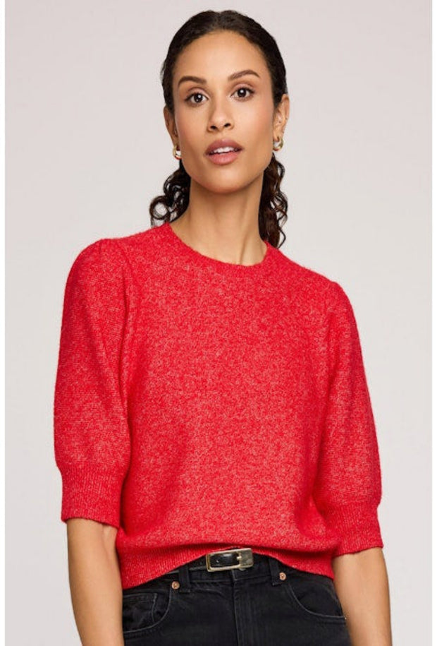 Marisol Short Sleeve Sweater - Heather Red