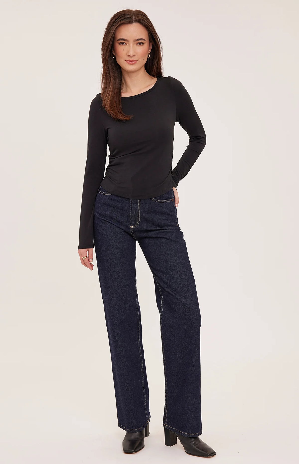 Reese Long Sleeve Cotton Model Jersey Tee - Black