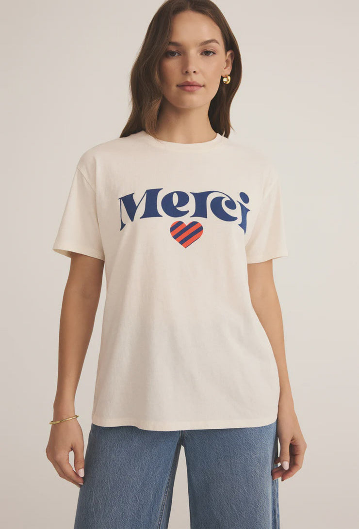 Merci Boyfriend Tee - Sea Salt