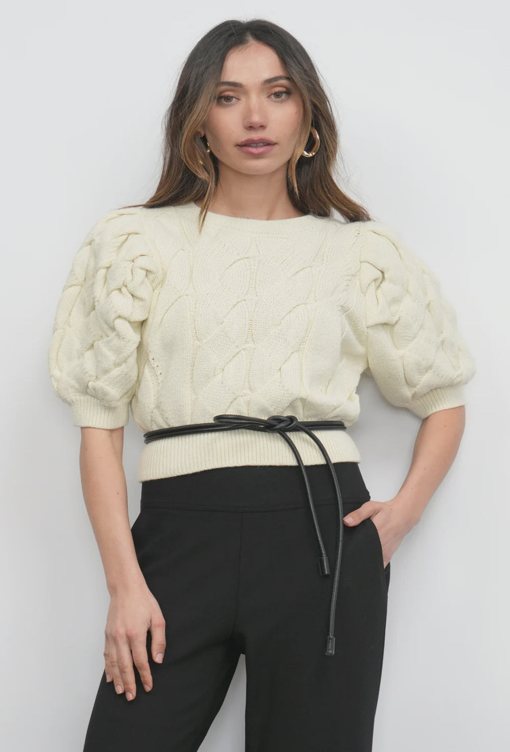 Hallie Cable Knit Sweater - Ivory