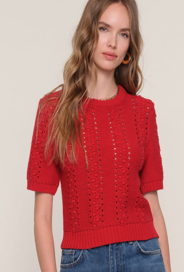Bobbi Short Sleeve Sweater - Scarlet Red