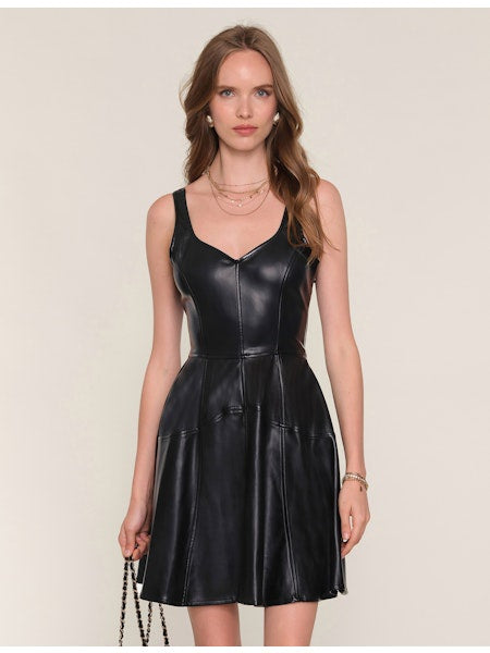 Philippa Pleather Dress - Black