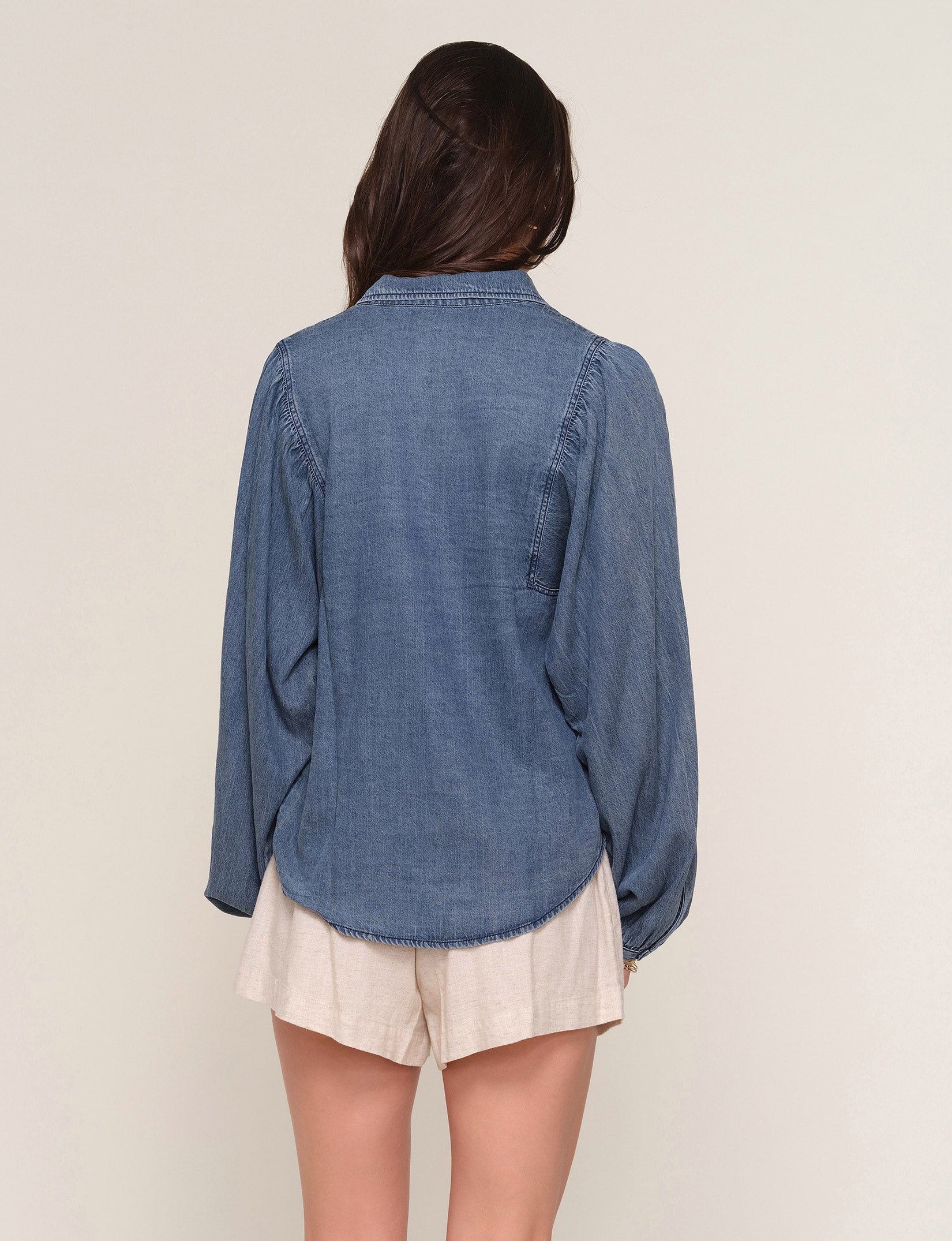 Rico Long Sleeve Denim Chambray Top  - River