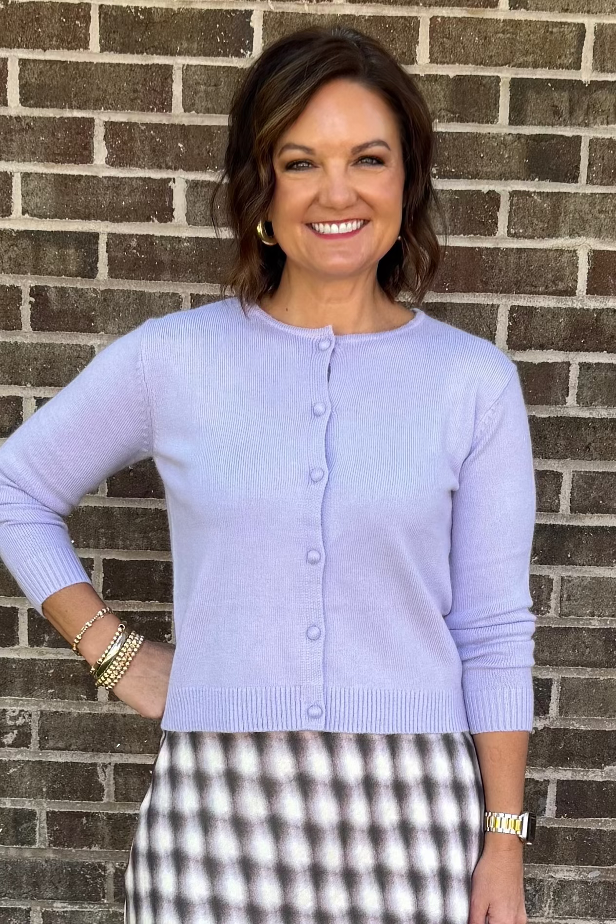 August Midi Skirt - Lavender Check