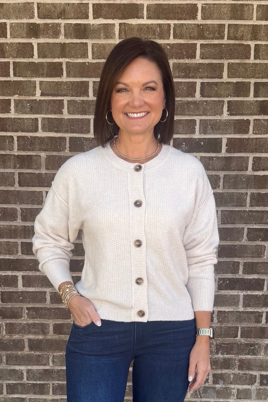 Button Front Sweater Cardigan - Ivory