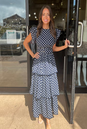 Chelsea Maxi Dress - Navy Polka Dot