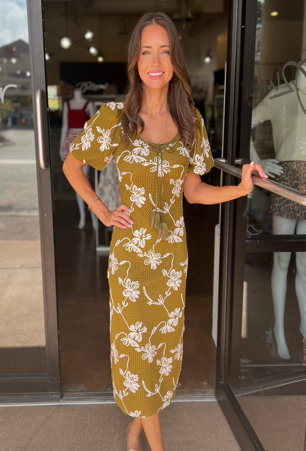 Anora Knit Midi Dress - Moss