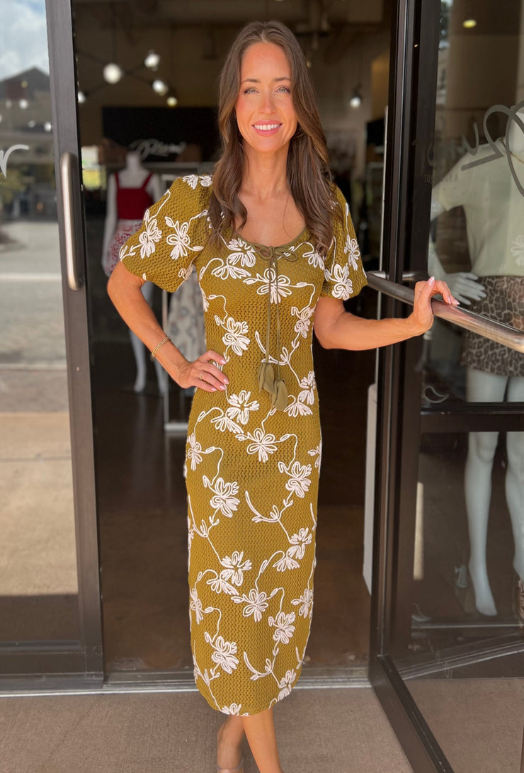 Anora Knit Midi Dress - Moss