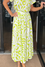 Erica Midi Skirt - Brush Strokes Print