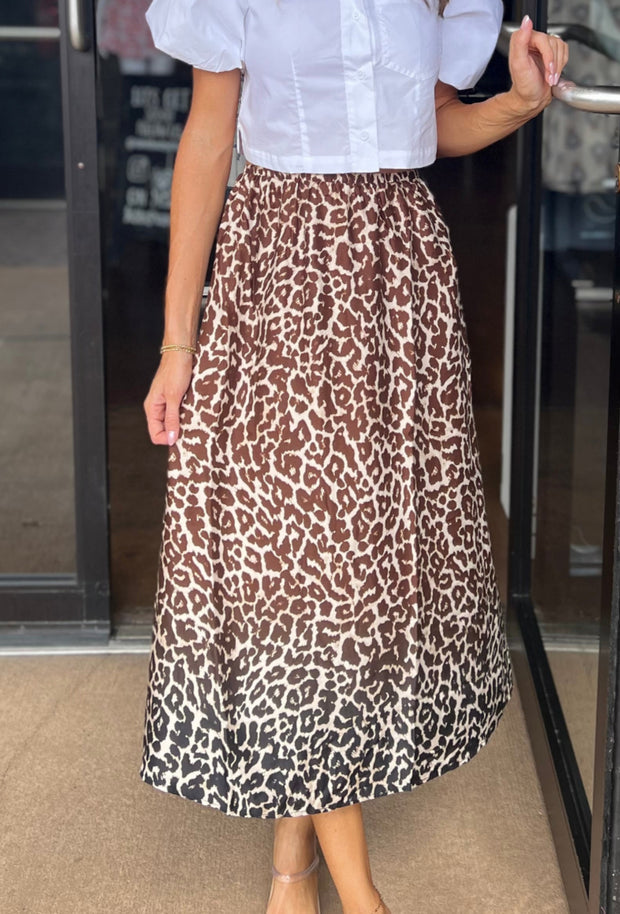 Gathered Skirt - Ombre Leopard