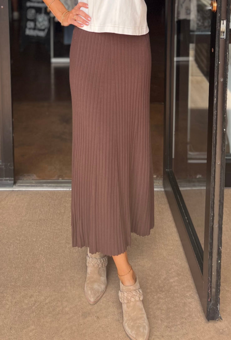 Straight Rib Skirt - Mink