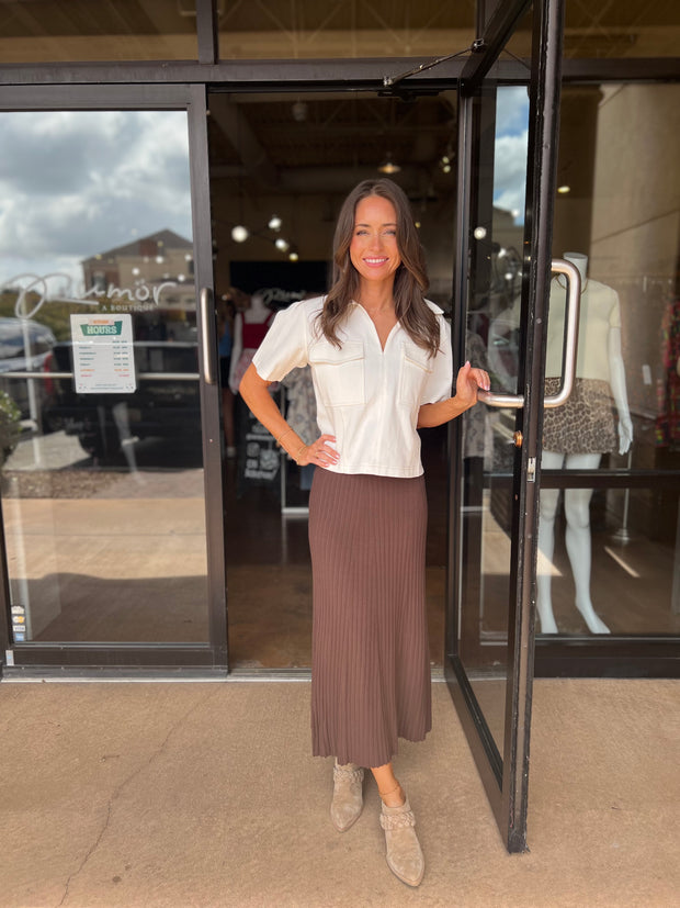 Straight Rib Skirt - Mink