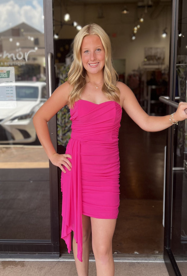 Prism Mesh Mini Dress - Fuschia