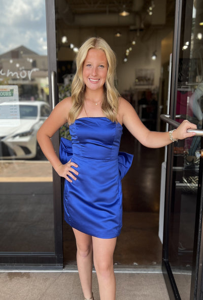 Melody Bow Back Mini Dress - Royal Blue