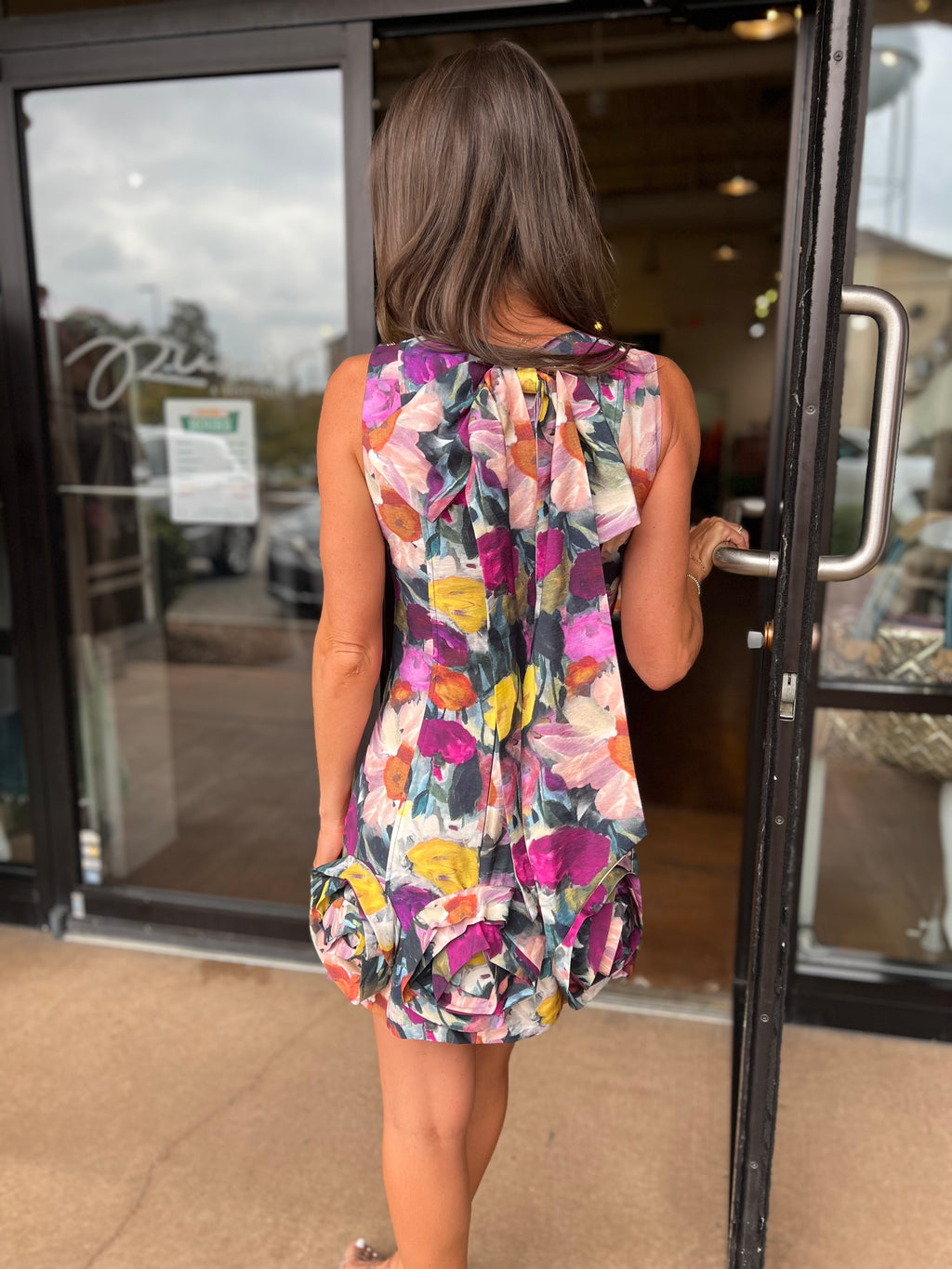Petal Sleeveless Mini Dress - Rose Applique
