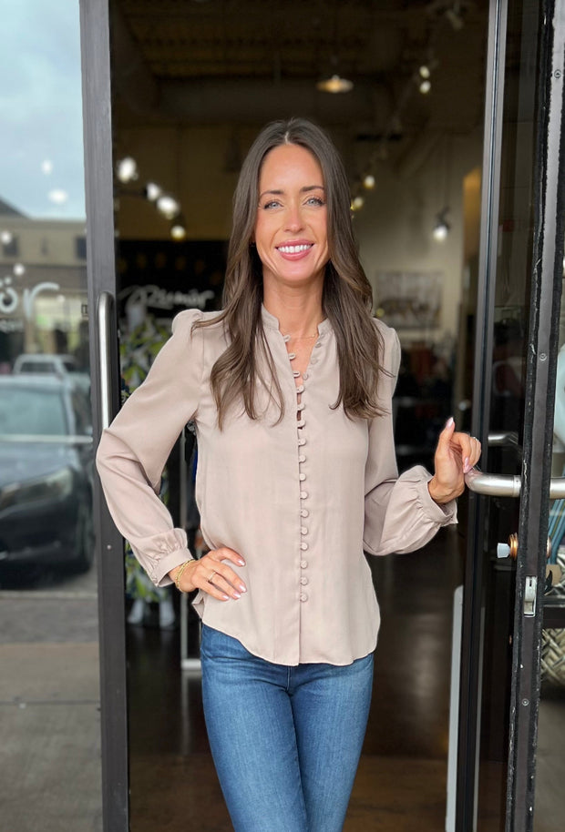 Aryanna Button Front Blouse - Chalk