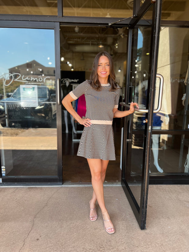 Piper Knit Skirt - Black/Tan