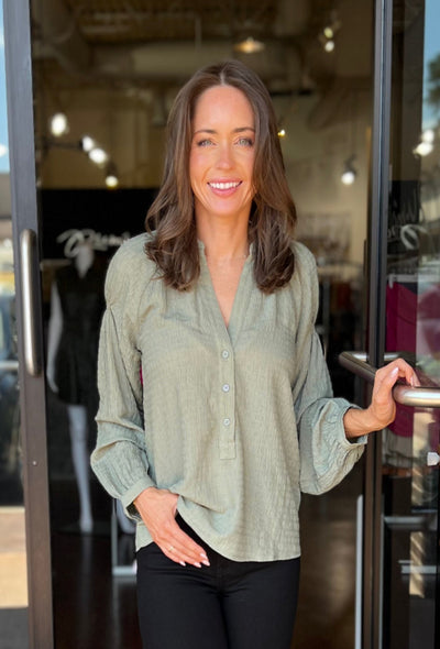 Phoebe Button Up Shirt - Moss Green