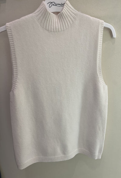 Italian Viscose Sleeveless Mock Neck - Ivory