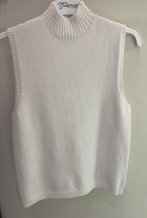 Italian Viscose Sleeveless Mock Neck - Ivory